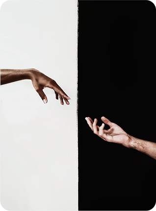 Minimalist black and white photograph of hands